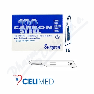 Čepelky skalp.SURGEON č.15 sterilní 100ks