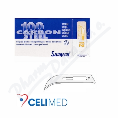 Čepelky skalp.SURGEON č.12 sterilní 100ks