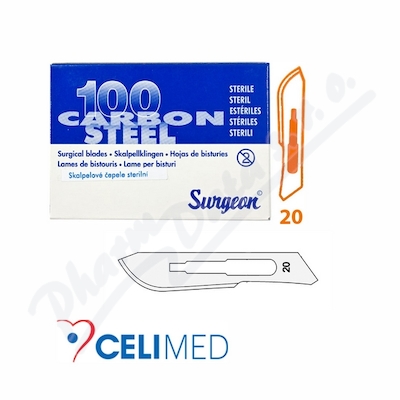Čepelky skalp.SURGEON č.20 sterilní 100ks