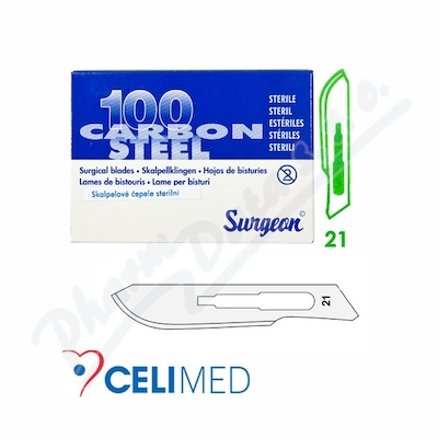 Čepelky skalp.SURGEON č.21 sterilní 100ks
