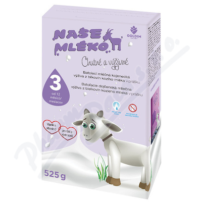 Naše mléko 3 batolecí výživa kozí mléko 525g