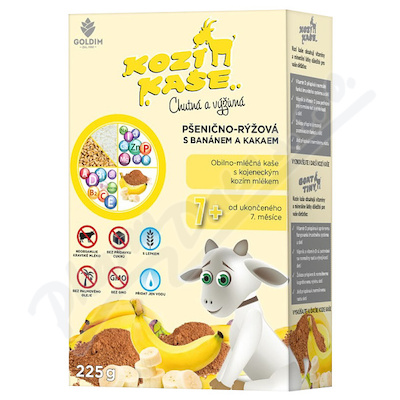 Kozí kaše pšenično-rýžová banán-kakao 225g 7m+