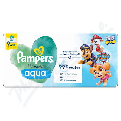 Pampers Harmonie Aqua čist.ubr.Paw patrol 9x48ks