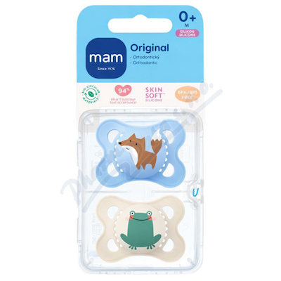 MAM Dudlík Original box 0+m modrý/béžový 2ks