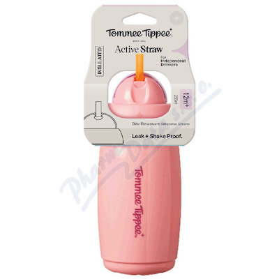 Tommee Tippee Active Straw hrneček 266ml 12m+ růž.