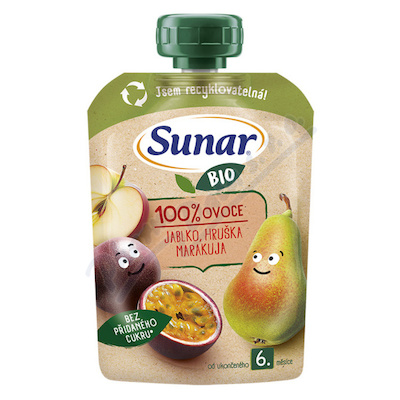 Sunar Kapsička 6m+ jablko hruška marakuja BIO 100g
