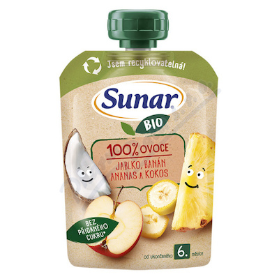Sunar Kapsička 6m+ jabl.ban.ananas kokos BIO 100g