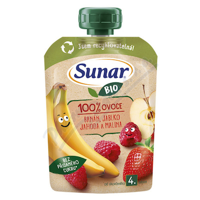 Sunar Kapsička 4m+ ban.jabl.jahoda malina BIO 100g