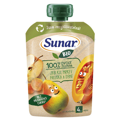 Sunar Kapsička 4m+ jabl.mrkev hruška&dýně BIO 100g