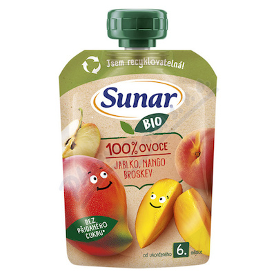 Sunar Kapsička 6m+ jablko mango broskev BIO 100g