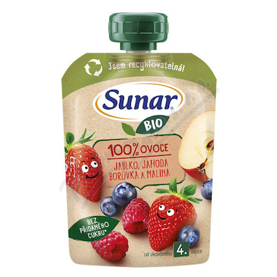 Sunar Kapsička 4m+ jablko jah.borův.mal.BIO 100g