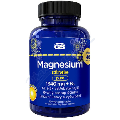 GS Magnesium citrate pure 1340mg+B6 tbl.70+40 dár.