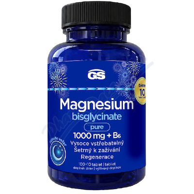 GS Magnesium bisglyc.pur.1000mg+B6 tbl.100+10 dár.