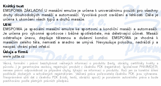 Emspoma Masážní emulze základní U bílá 1000ml
