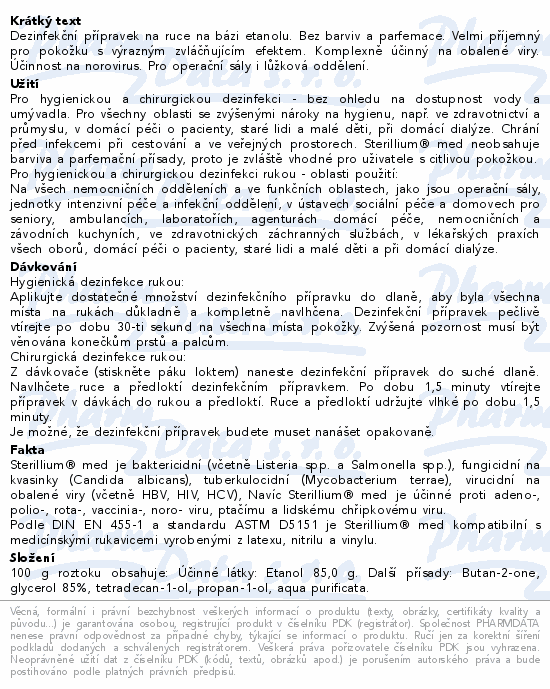 Sterillium med 500ml dezinfekce rukou