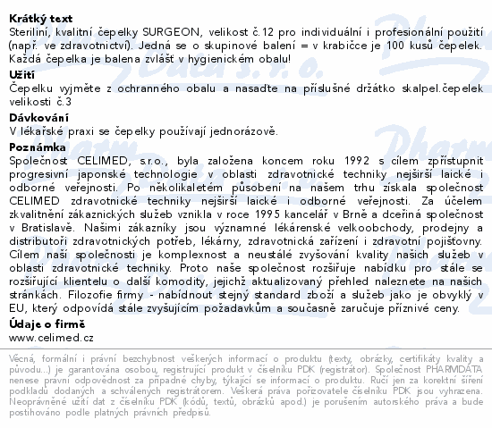 Čepelky skalp.SURGEON č.12 steril.100ks