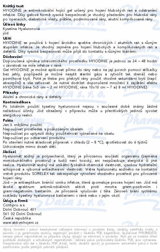 Hyiodine gel na rány s kyselinou hyaluronovou 22g
