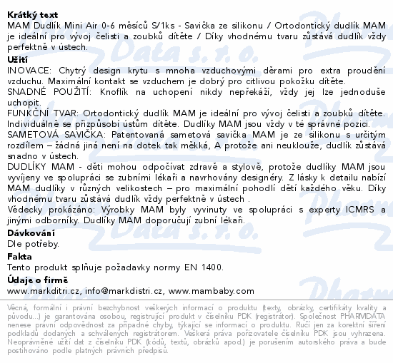 MAM Dudlík Air 0-6m průhledný 1ks