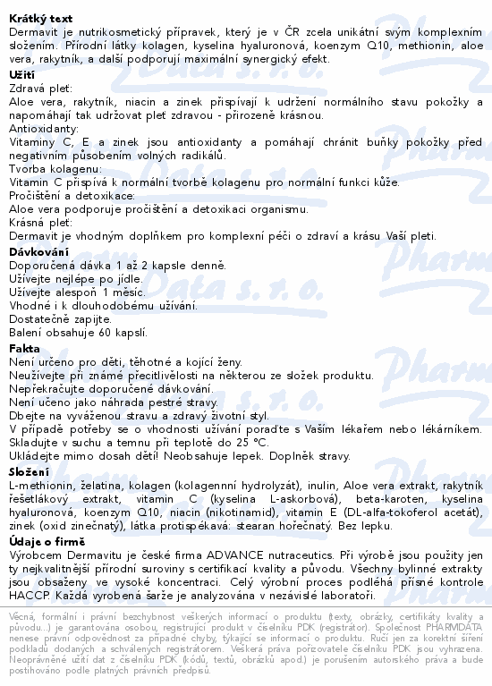 ADVANCE Dermavit pleť cps.60