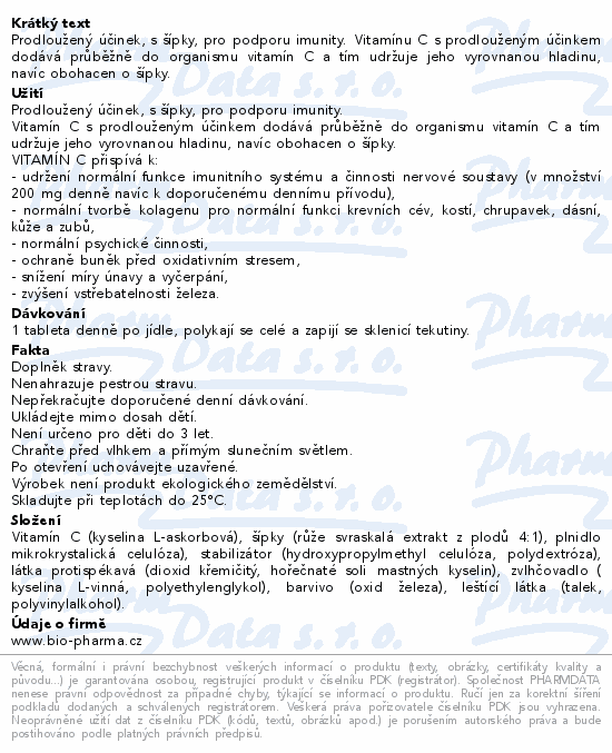 Vitamín C 500mg+šípky 30mg prodl.účinek tbl.90+30