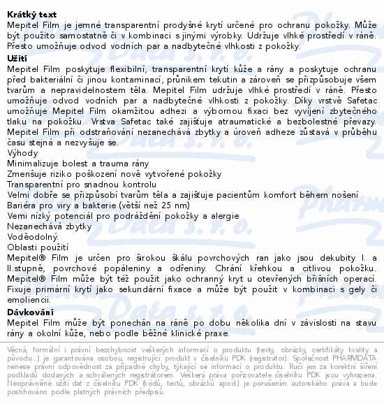 Mepitel Film filmové silikonové krytí 10x12cm 10ks