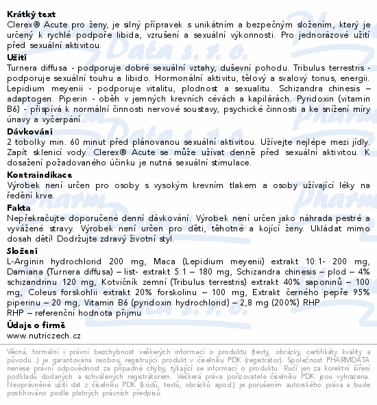Nutri Czech Clerex Acute pro ženy tob.10