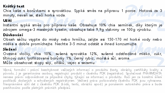 Semix Chia kaše borůvky a syrovátka 65g