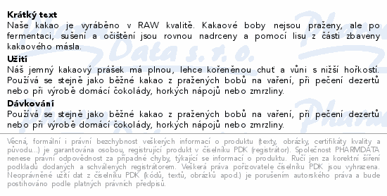 Allnature Kakaový prášek RAW BIO 200g