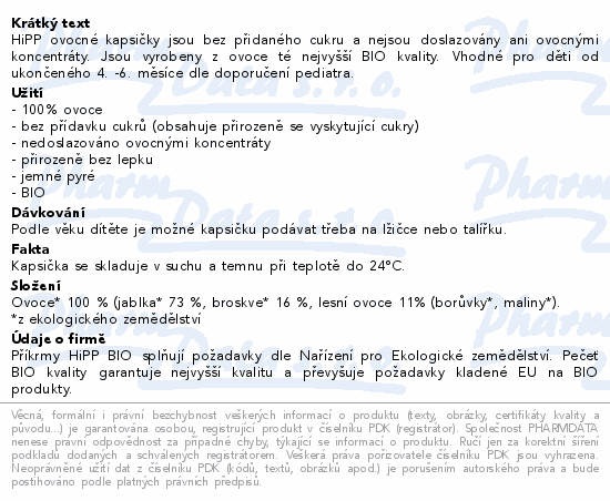 HiPP kapsička jablko-broskev-lesní ov.BIO 4m 100g