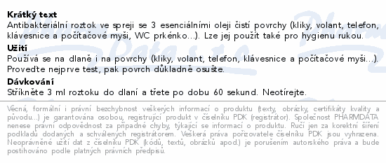PURESSENTIEL Čisticí antibakt.roztok sprej 80ml
