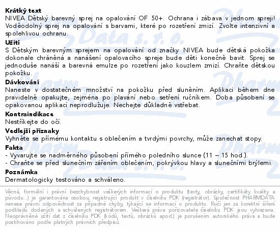 NIVEA SUN Kids opal.sprej barevný OF50 200ml 85667