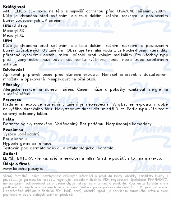 LA ROCHE-POSAY ANTHELIOS sprej tělo SPF50+ 200ml