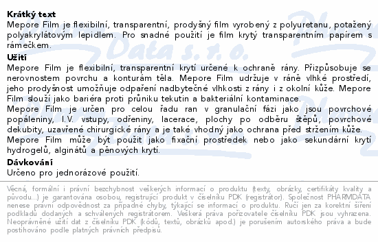 Mepore Film náplast 10x12cm 70ks