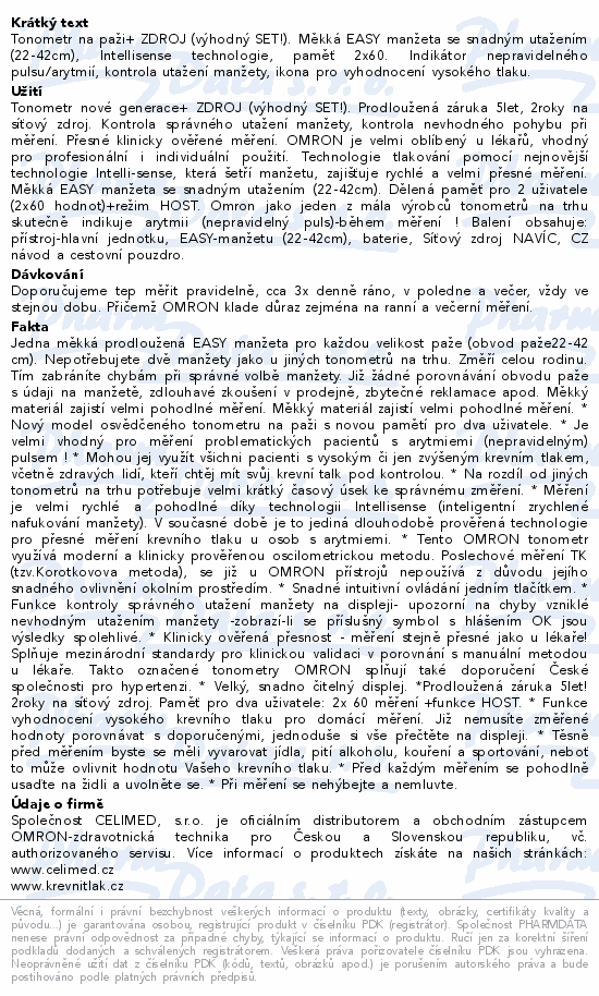 Tonometr digi.OMRON M3 pažní+síť.zdroj