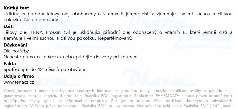 TENA Proskin Body Oil tělový olej 250ml 1176