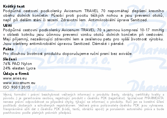 Avicenum P 70 TRAVEL punčochy lýtkové 39-41 tělová