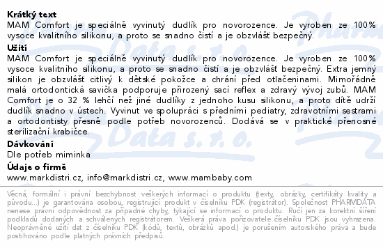 MAM Dudlík Comfort 0+m modrý 1ks