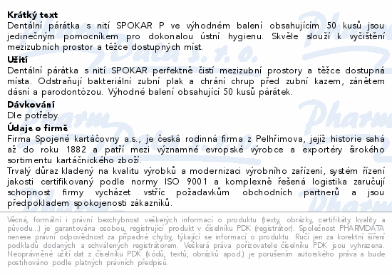 SPOKAR P dentální párátka s nití 50ks