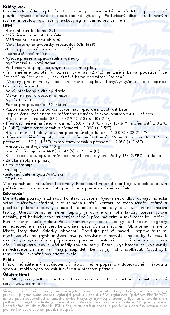 Bezkontaktní infračerve.teploměr FAMIDOC FDIR-V22