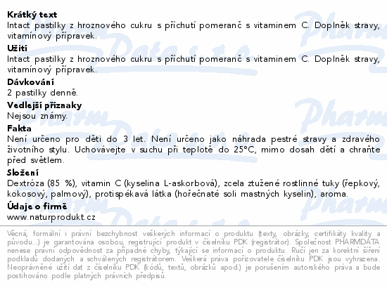 Intact hroznový cukr s vitaminem C Pomeranč 40g