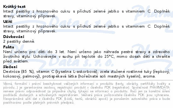 Intact hroznový cukr s vitaminem C Jablko 40g