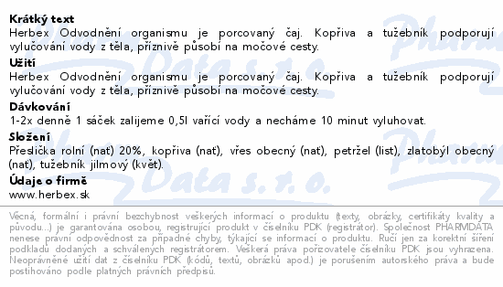 HERBEX lékárna Odvodnění organismu n.s.20x3g