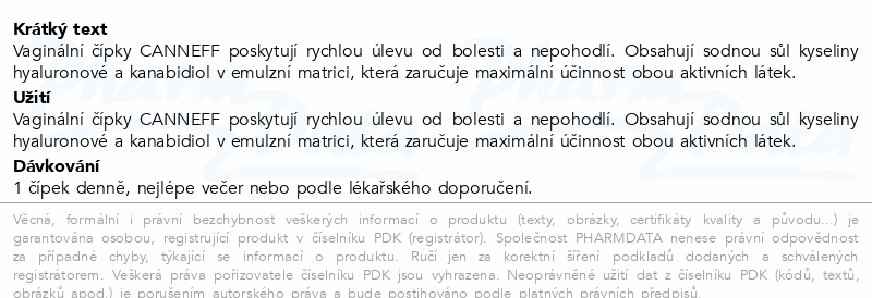 CANNEFF VAG SUP vaginální čípky 3ks