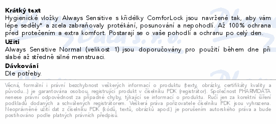 Always Sensitive Normal Plus 1 vložky 40ks