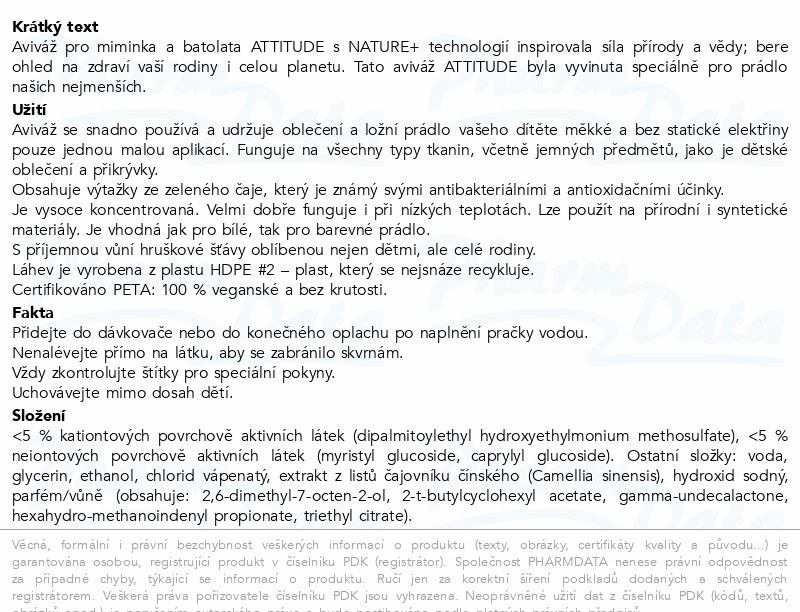 ATTITUDE Aviváž pro děti hruška 1l