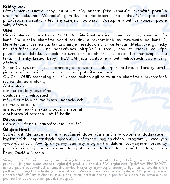 Linteo Baby Dětské plenky PREM.MAXI+ 10-17kg 46ks