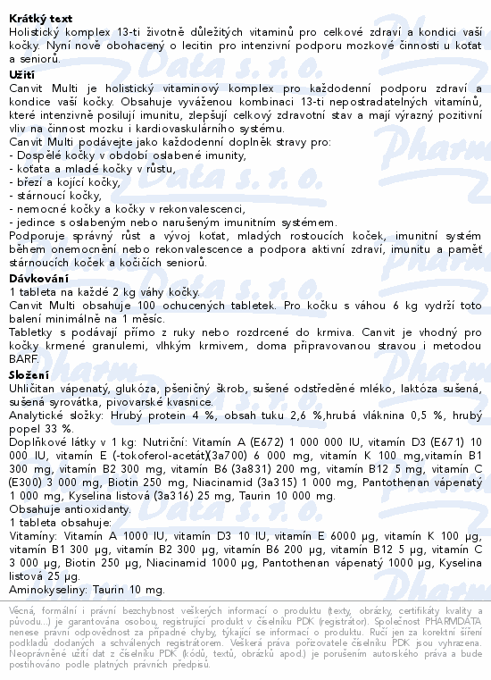 Canvit Multi pro kočky tbl.100