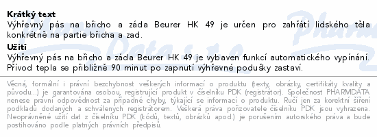 Výhřevný pás na břicho a záda Beurer HK 49 Cosy