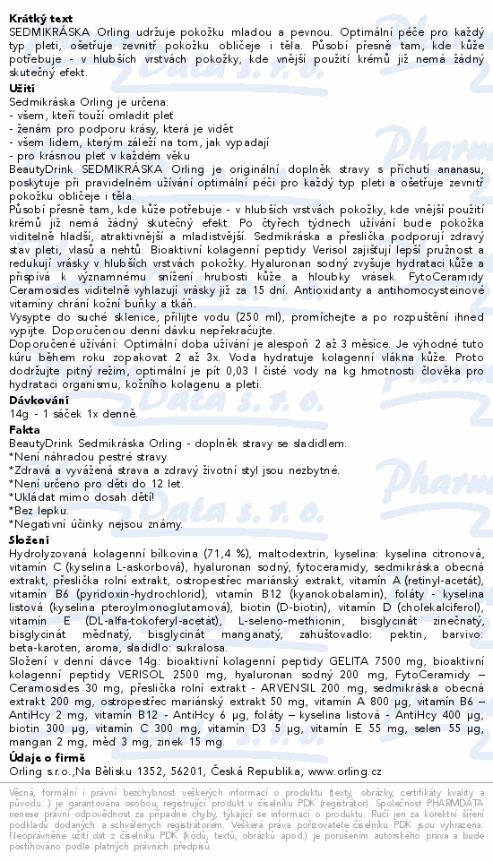 Sedmikráska BeautyDrink nápoj ananas 15x14g