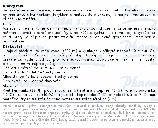 LEROS Dětský bylinný čaj s heřmánkem 9m 20x1.5g